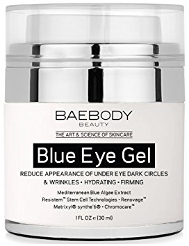 Baebody Blue Eye Gel for Dark Circles & Wrinkles - w Mediterranean Blue Algae Extract - Intensive Eye Gel for Under and Around Eyes - 1 fl oz