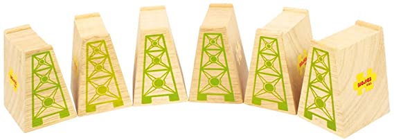 Bigjigs Rail High Level Blocks (Pack of 6) - Other Major Wooden Rail Brands are Compatible