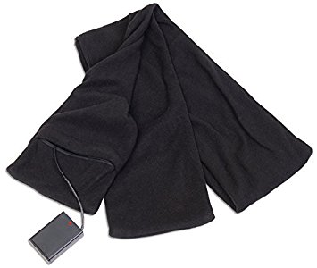 Heated Scarf Battery Operated Heating Fleece Scarf - Unisex Design Black Warming Neck Scarf with Built-in Heating Element Winter Scarf 61" Long