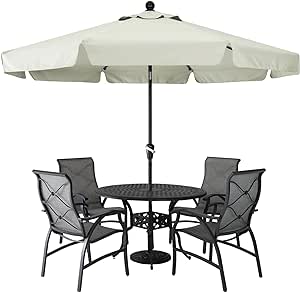 ABCCANOPY 10FT Patio Umbrella Outdoor Table Umbrella with 8 Sturdy Ribs Beach Umbrella for Sand and Outdoor Activities (Light Beige)