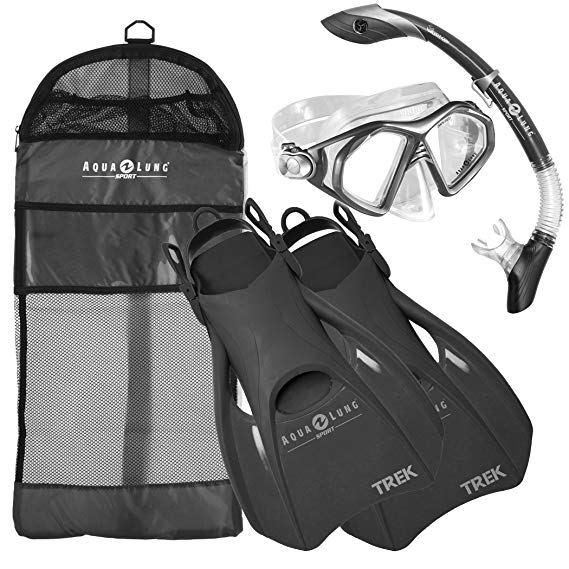 Aqua Lung Admiral Mask Fin Dry Snorkel Set with Snorkeling Gear Bag