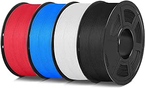 SUNLU 4KG 3D Printer Filament Bundle PLA Matte 1.75mm, Neatly Wound Filament with Matte Finish, Print with 99% FDM 3D Printers, 1kg Spool (2.2lbs), 4 Packs, Black+White+Blue+Red