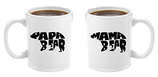 Mama Bear & Papa Bear Coffee Mug Gift Set 12 oz - Perfect Birthday Gifts for Mom and Dad, Anniversary Gifts for Parents, New Parents Gifts, Dad to be Gifts, Christmas Dad and Mom Mugs Her Grandparents