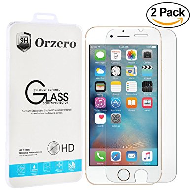 [2 Pack] Orzero iPhone 7 Plus [3D Touch Compatible] Tempered Glass Screen Protector 0.26mm Clear 2.5D Arc Edges 9 Hardness High Definition Anti Glare Anti Fingerprint