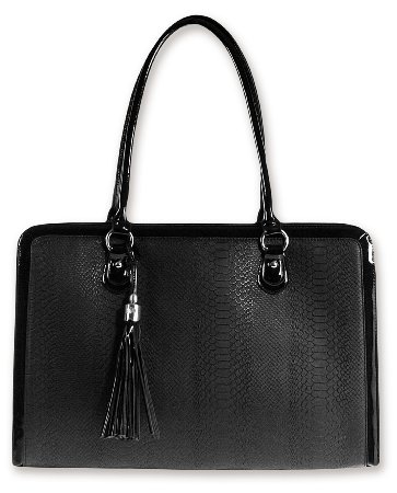 BfB Laptop Notebook Computer Shoulder Bag For Women - Lightweight Hand Made Briefcases With Up To 17 Inch Laptop Sleeve - Designed For Busy Working Women - Business Can Be Beautiful - Black
