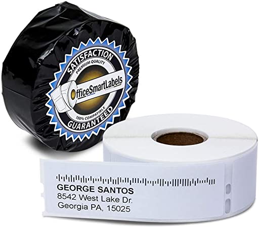 OfficeSmartLabels 1-1/8" x 3-1/2" Removable Address Labels, Compatible with 30252 (1 Roll - 350 Labels Per Roll)
