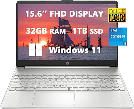 HP 2023 15.6'' FHD(1920x1080) Laptops for Student & Business, Intel Core i5-1135G7(4-Core), 32GB RAM|1TB SSD, Long Battery Life, USB-C, HDMI, Wi-Fi, Light-Weight, Windows 11, RK Bundle (15-dy2795wm)