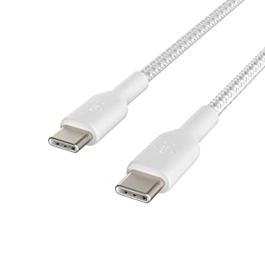 Belkin Boost Charge Braided USB-C to USB-C Cable, White (1M/3.3FT), CAB004bt1MWH, Laptop