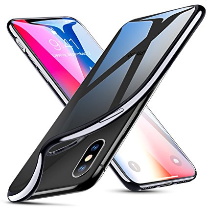 iPhone X Case, iPhone 10 Case, ESR Ultra Thin Lightweight [Crystal Clear] TPU Back Cover [Support Wireless Charging] Transparent Flexible Rubber Soft Gel Shell [Slim Fit] for Apple iPhone X/iPhone 10 5.8" (2017), Black