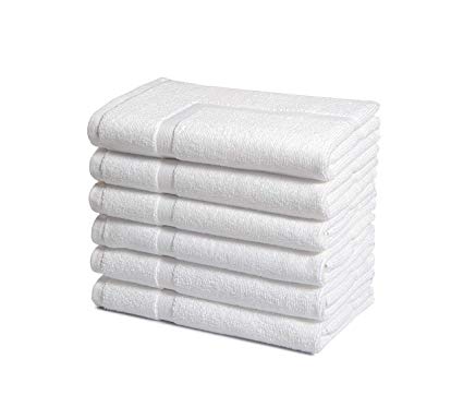 Haven Cotton 100% Premium Cotton Bath Mat Set - Pack of 6, 20 x 30 inches, 684 GSM, White