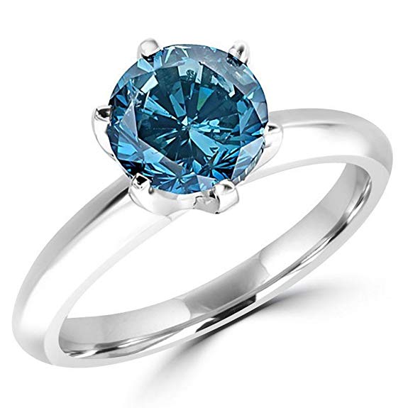 1/2-10 Carat Total Weight Round Platinum Round Blue Diamond Ring (AAA Quality)