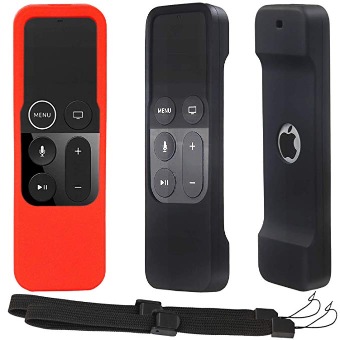 Remote Cover Case Compatible with Apple TV 4K/4th Gen, Light Weight [Anti Slip] Shock Proof Silicone Cover for TV 4K Siri Remote Controller - [ 2 Pack, Black and Red ]