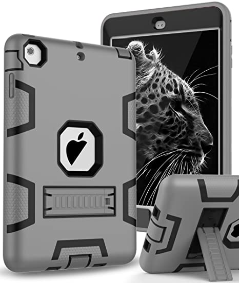 Topsky 2877893 Shock-Absorption Three Layer Armor Defender Full Body Protective Case for iPad Mini, Mini 2 , Mini 3, Mini Retina - Grey Black