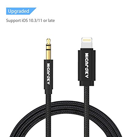 [Upgrade]iPhone 8 Aux Cord, Lightning to 3.5mm Male Aux Stereo Audio Cable, Micarsky Premium Nylon Car Home Stereo Headphone Jack adapter for iPhone X/8/8 Plus/7/7 Plus and Perfect Compatible of iOS