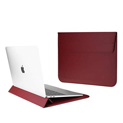 TOP CASE - Synthetic Leather Ultra Slim Sleeve Case for 13" Slim Laptop / MacBook Pro 13" Retina (2012-2015) / MacBook Pro 13" (2016/2017) / MacBook Air 13" / iPad Pro / 13" Ultra Book (Wine Red)