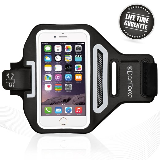 iPhone 6 6S55S SPORTS ARMBAND- for RunningCycling  Workouts or any Fitness Activity  Sweat Proof - Build in Key  Id  Credit Cards - Black-For Men and Women by DanForce