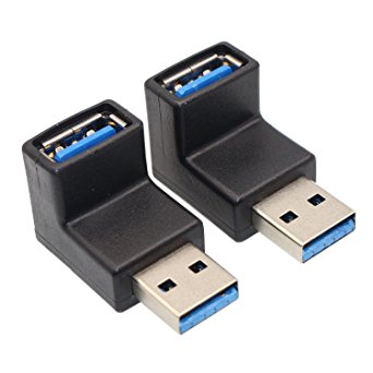 Right Angle USB Adapter, VCZHS USB3.0 AM to AF L Shape Converter Adapter USB 3.0 A Male to A Female 90 Degree Angle Plug(Pack of 2)