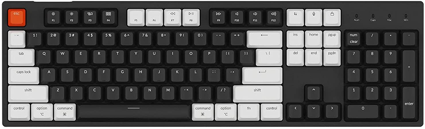 Keychron C2 Full Size Hot-swappable Wired Mechanical Keyboard Compatible with Mac, Keychron Blue Switch, 104 Keys ABS keycaps Gaming Keyboard for Windows, USB-C Type-C Braid Cable