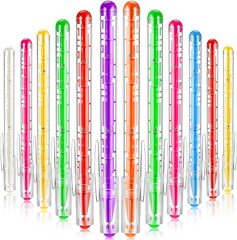 24 Pieces Maze Pen Puzzle Novelty Ink Pen Fidget Toy Pen with Ball Maze Inside for School Office Stationery Birthday Party Supply (Assorted Color)