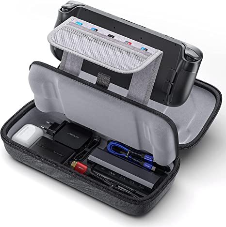 JSAUX Carrying Case Compatible with Steam Deck, Protective Hard Shell Carry Case Built-in Charger & Docking Station Storage(Upgrade), Portable Travel Case for Steam Deck Console & Accessories - BG0106