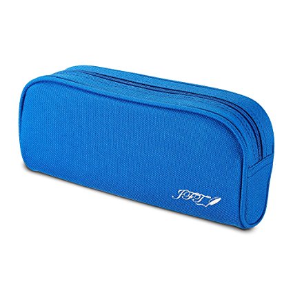 JFT Blue Nylon Pencil Case- Premium Quality Zippered Pencil Pouch To Be Used As A Pencil Holder Or Travel Makeup Bag- Modern Design, Washable, Amazing Gift On All Occasions