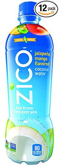 ZICO Jalapeno Mango Coconut Water Juice Drinks, 16.9 fl oz, 12 Pack