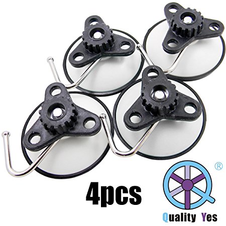 QY Pure White Color Powerful Heavy Duty Vacuum Suction Hooks Hangers Set of 4