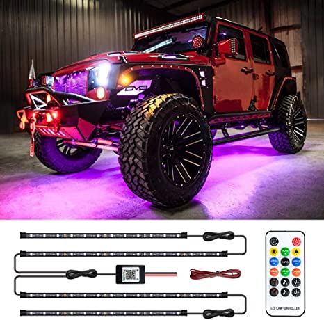 MustWin Car Underglow Neon Accent Lights Dreamcolor Waterproof 2-in-1 Design Exterior Car Strip Lights with APP & RF Control 16 Million Colors Sync to Music DC 12V for Car Jeep Truck SUV Off Road Boat