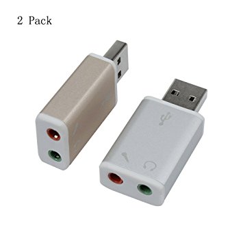 AllEasy (2-Pack) USB Audio Adapter, Audio Jack USB Adapter with 3.5mm Speaker/Headphone and Microphone Jacks for Mac, Windows, Linux Extra Audio Source