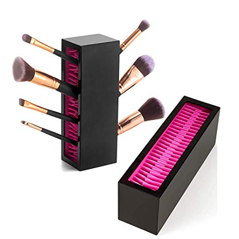 BEKVÄMT Makeup Brush Holder Organizer Portable Silicone Makeup Brushes Drying Rack Desk Stand Cosmetics Make Up Beauty Tools(Purple)
