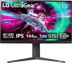 LG 32"" Ultragear 4K UHD (3840x2160) Gaming Monitor, 144Hz, 1ms, VESA DisplayHDR 400, G-SYNC and AMD FreeSync Premium, Black (Renewed)