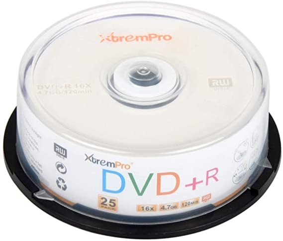 XtremPro DVD R 16X 4.7GB 120min Recordable DVD 25 Pack Blank Discs in Spindle - 11025