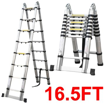Yaheetech Aluminium Folding Ladder-Multiple Choice 85ft  125ft  145ft  165ft 5M 165ft Multi-Purpose Ladder