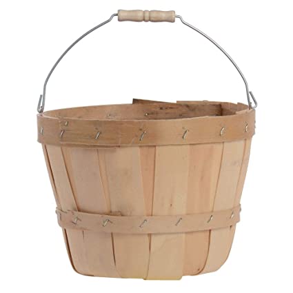 Half Peck Farm Basket with Metal Handle, Pack of 6
