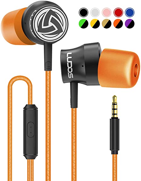 Wired-Earbuds-Earphones-Headphones-Microphone, LUDOS Turbo Ergonomic Earphone with Mic, Memory Foam, Durable Cable, Bass, Auriculares in-Ear Headphones for iPhone, iPad, Apple, Computer, Laptop, PC