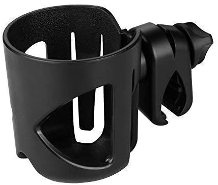 KINOEE Universal Cup Holder, Stroller Cup Holder, Large Caliber Designed Cup Holder with a Hook, 360 Degrees Universal Rotation Cup Drink Holder,Black