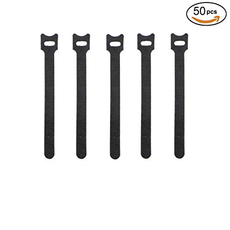 Pasow 50pcs Reusable Fastening Adjustable Cable Ties Strap Wire Management (6 Inch, Black)