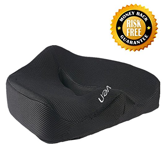 Coccyx Orthopedic Memory Foam Office Chair and Car Seat Cushion, ihoven Auto Drivers Wedge Supports Lower Back Tailbone Sciatic Nerve and Coccyx Pain (Black)
