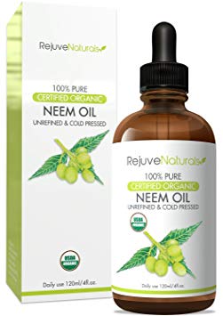 Organic Neem Oil (4oz) USDA Certified Organic Neem Oil, 100% Pure, Cold Pressed. For Hair & Skin - Nail Fungus Treatment, Psoriasis Treatment Oil - for Dogs & Cats