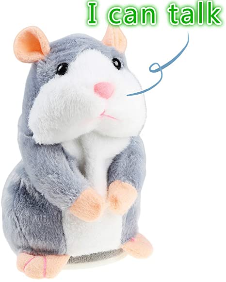IDEAPRO Talking Hamster Toy, Repeats What You Say Plush Animal Toy, Electronic Hamster Mouse for Boy and Girl Gift