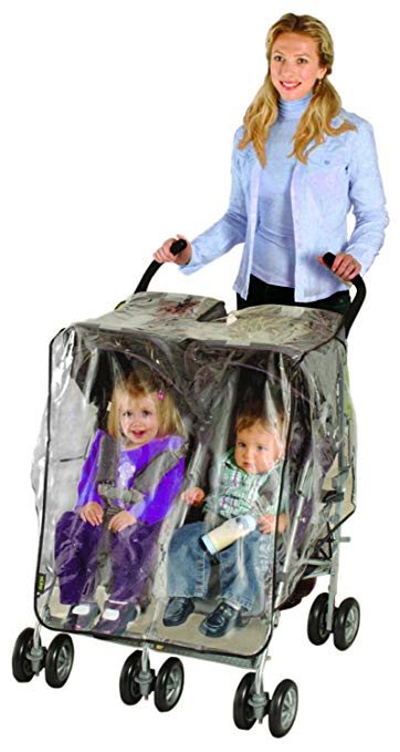 Nuby Universal Size Twin Stroller Rain Cover, Clear Vinyl Plastic