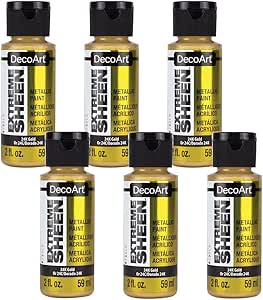 DecoArt Extreme Sheen 24K Gold Metallic Acrylic Paint, 2 Fl. Oz. Bottle (Pack of 6)