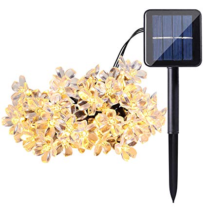 ECOWHO Solar String Lights 50 LED Waterproof Fairy Lights Starry Blossom Flower Lights for Indoor and Outdoor, Patio, Garden, Party, Christmas (Warm White)