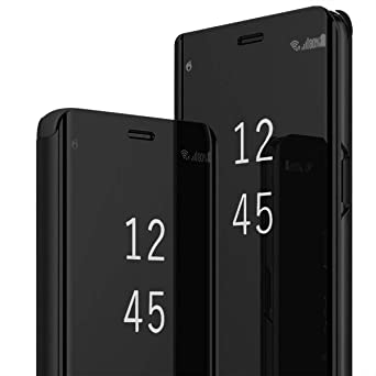 Eari Galaxy A52 Case Compatible with Samsung Galaxy A52 5G Cell Phone Case Clear View Mirror Flip Cover PU Leather Cases with Kickstand Anti-Fall Protective Cover for Samsung A52 4G5G 6.5-inch, Black