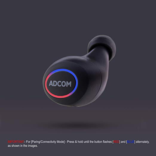 Adcom M1 - Wireless Bluetooth in Earphone/Headphone Mini Earbud for All Smartphones iPhone and Android with Mic - One Piece Headset - (Black)