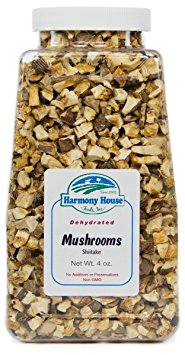 Harmony House Foods, Dried Mushrooms, Shiitake, 4 Ounce Quart Size Jar