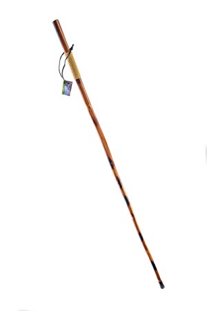 SE WS626-55PL Natural Wood Walking Stick with Rope-Wrapped Handle, Steel Spike & Metal-Reinforced Tip Cover, 55"