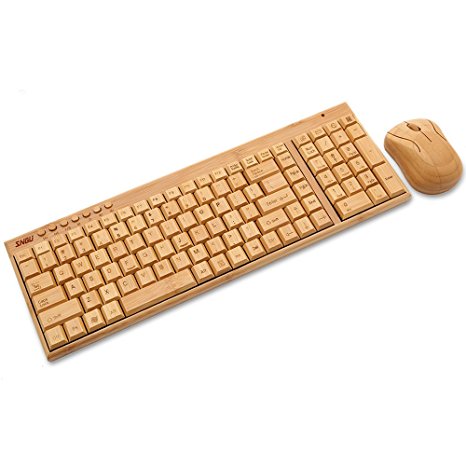 Sengu SG-KG201-N MG94-N 2.4GHz Full Bamboo Handmade Wireless keyboard and Mouse Combo(2 key pads)