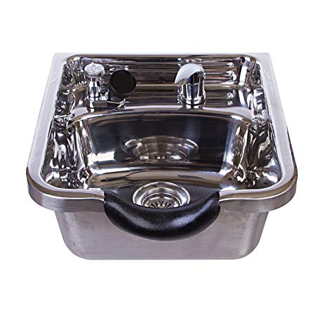 Shampoo Bowl to Use with Chair, Salon and Barber Equipment, Stainless Steel Washout Salon Sink, for Professional, Commercial, and Private Hair Salons (Polished Finish) - TLC-1168 eMark Beauty