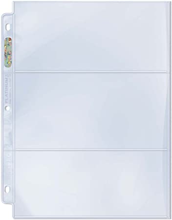 Ultra Pro 3-Pocket Platinum Page with 3-1/2" X 7-1/2" Pockets Horizontal Style Toploading (25-Count)